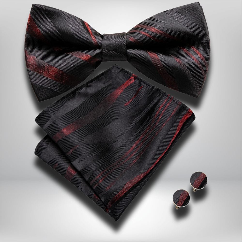 Noeud Papillon Noir et Rouge Red Waves